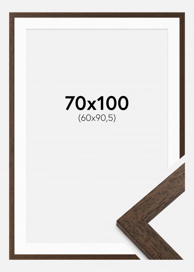 Ram med passepartou Rahmen Brown Wood 70x100 cm - Passepartout Weiß 61x91,5 cm
