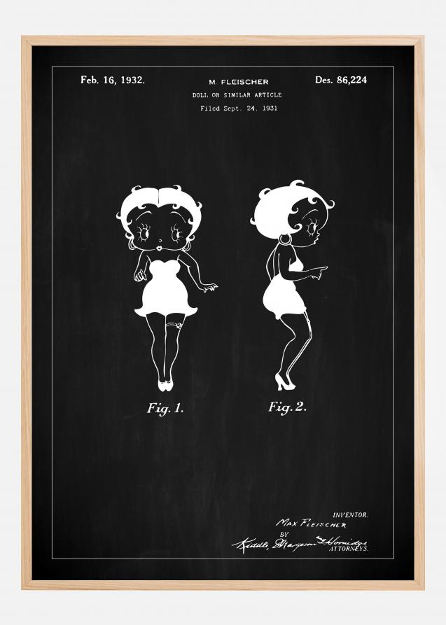 Bildverkstad Patentzeichnung - Betty Boop - Schwarz Poster