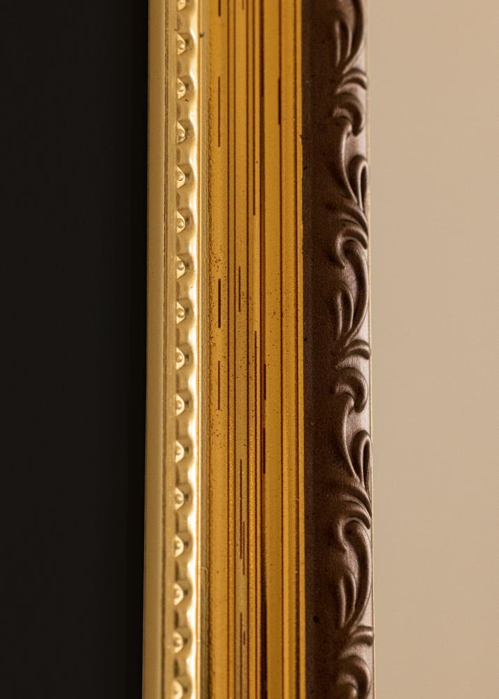 Ram med passepartou Rahmen Abisko Gold 50x70 cm - Passepartout Schwarz 42x59,4 cm (A2)