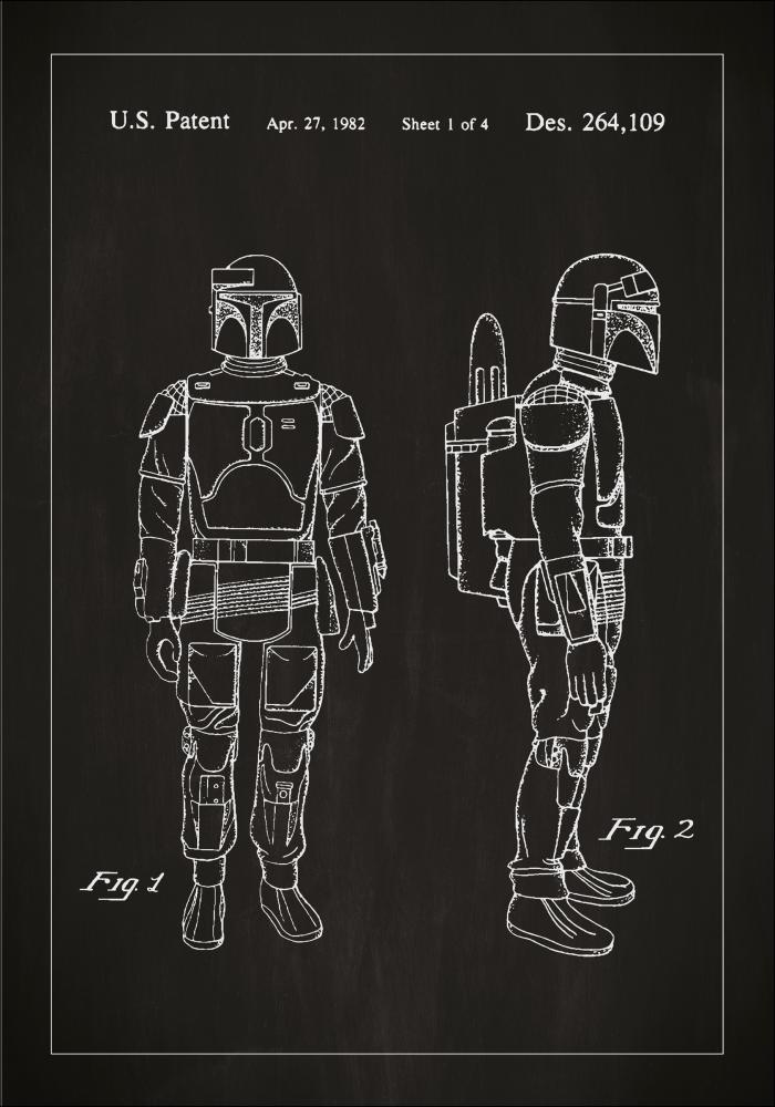 Bildverkstad Patentzeichnung - Star Wars - Boba Fett - Schwarz Poster
