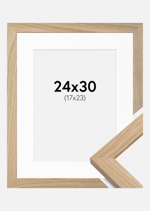 Ram med passepartou Rahmen Oak Wood 24x30 cm - Passepartout Weiß 18x24 cm