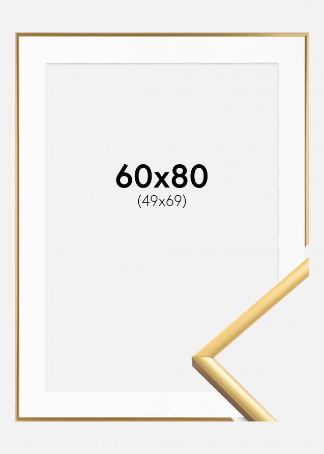 Ram med passepartou Rahmen New Lifestyle Shiny Gold 60x80 cm - Passepartout Weiß 50x70 cm