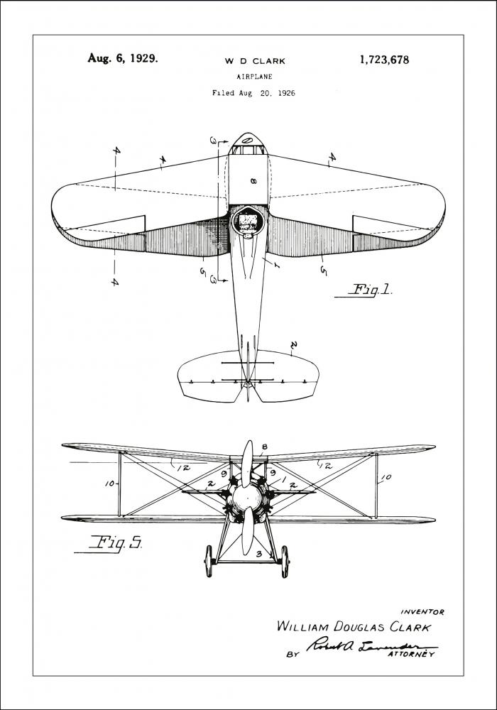 Bildverkstad Patentzeichnung - Flugzeug - Wei Poster