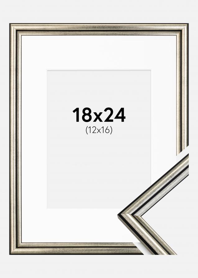 Ram med passepartou Rahmen Horndal Silber 18x24 cm - Passepartout Weiß 13x17 cm