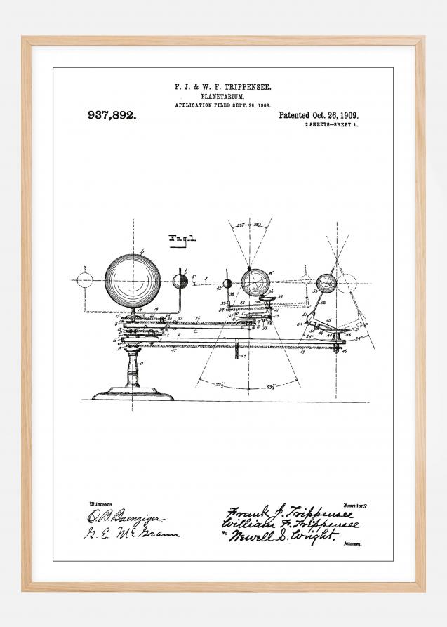 Bildverkstad Patentzeichnung - Planetarium - Weiß Poster