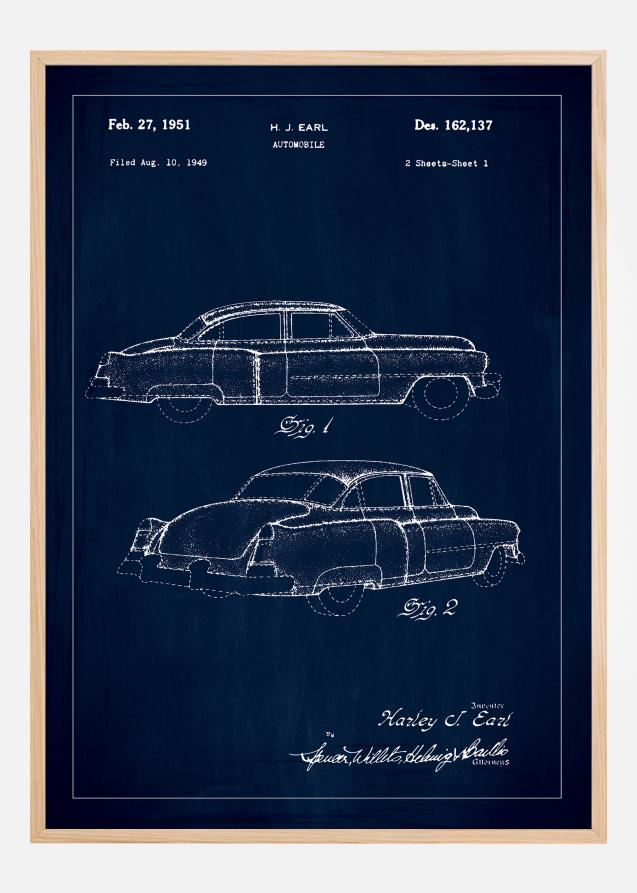 Bildverkstad Patentzeichnung - Cadillac I - Blau Poster