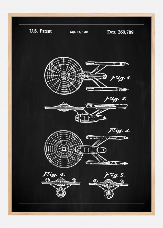 Bildverkstad Patentzeichnung - Star Trek - USS Enterprise - Schwarz Poster
