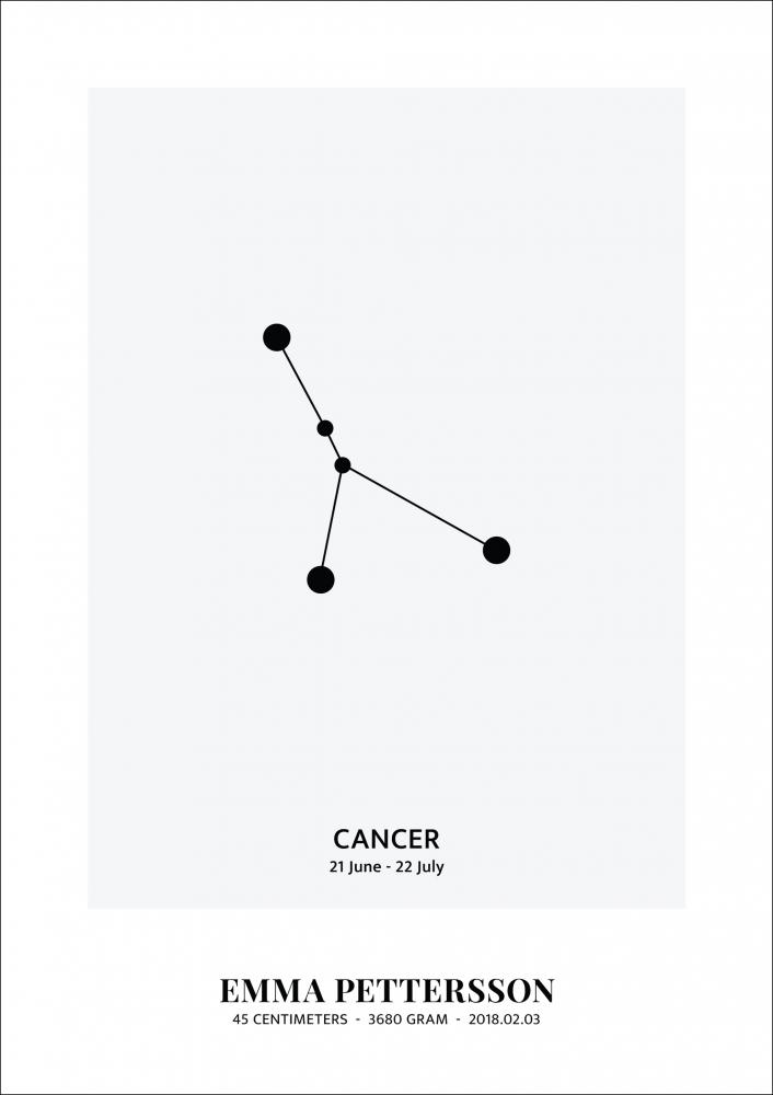 Personlig poster Cancer - Star Sign