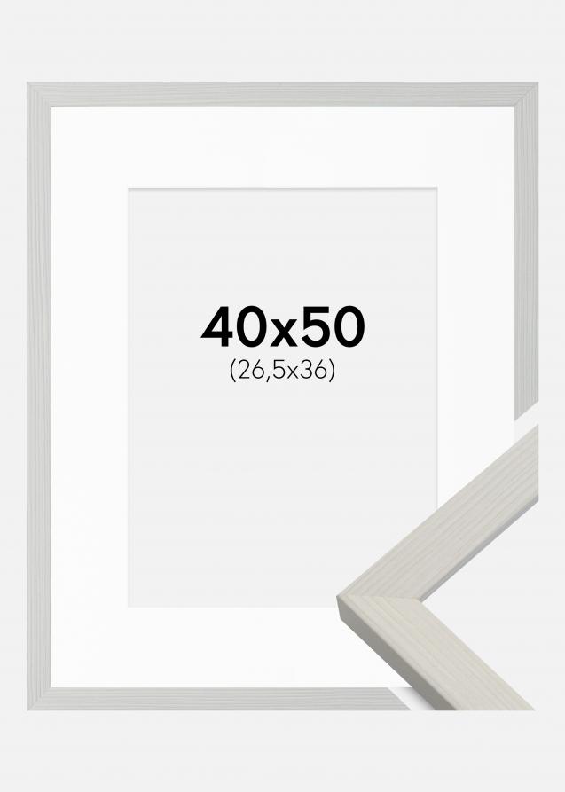Ram med passepartou Rahmen Fiorito Weiß 40x50 cm - Passepartout Weiß 27,5x37 cm