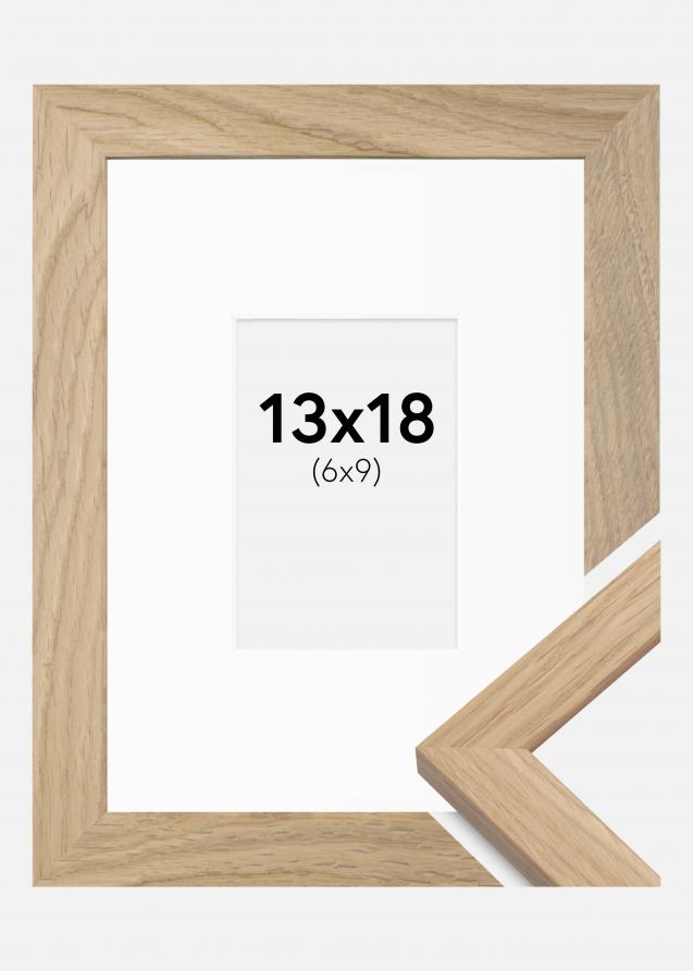 Ram med passepartou Rahmen Oak Wood 13x18 cm - Passepartout Weiß 7x10 cm