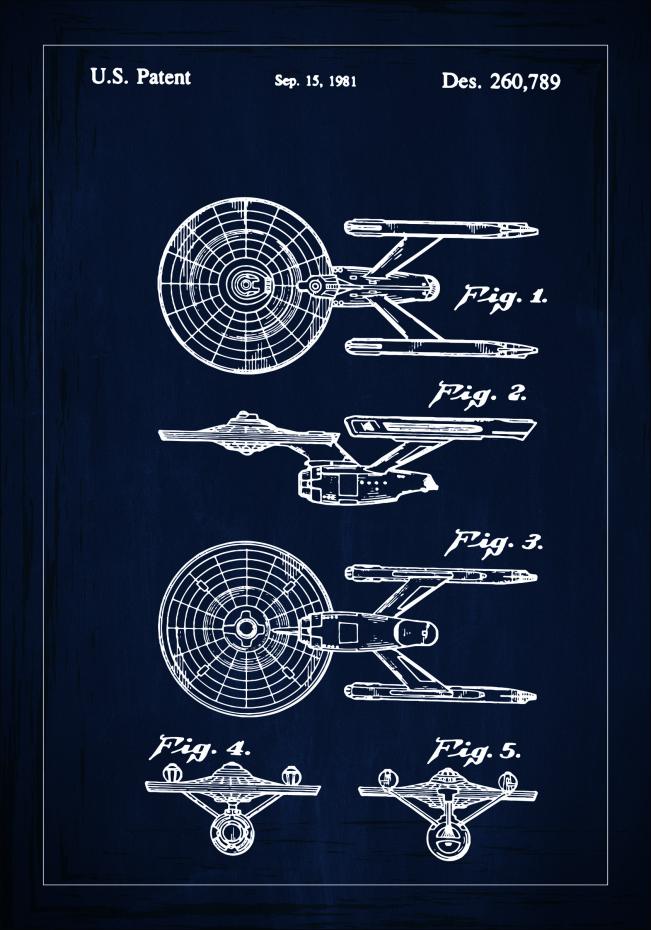 Bildverkstad Patentzeichnung - Star Trek - USS Enterprise - Blau Poster