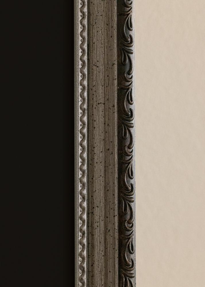 Ram med passepartou Rahmen Abisko Silber 50x70 cm - Passepartout Schwarz 42x59,4 cm (A2)