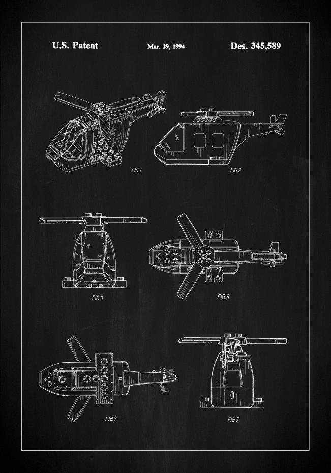 Bildverkstad Patent Print - Lego Helicopter - Black Poster