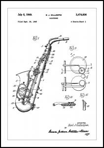 Bildverkstad Patent Print - Saxophone - White Poster