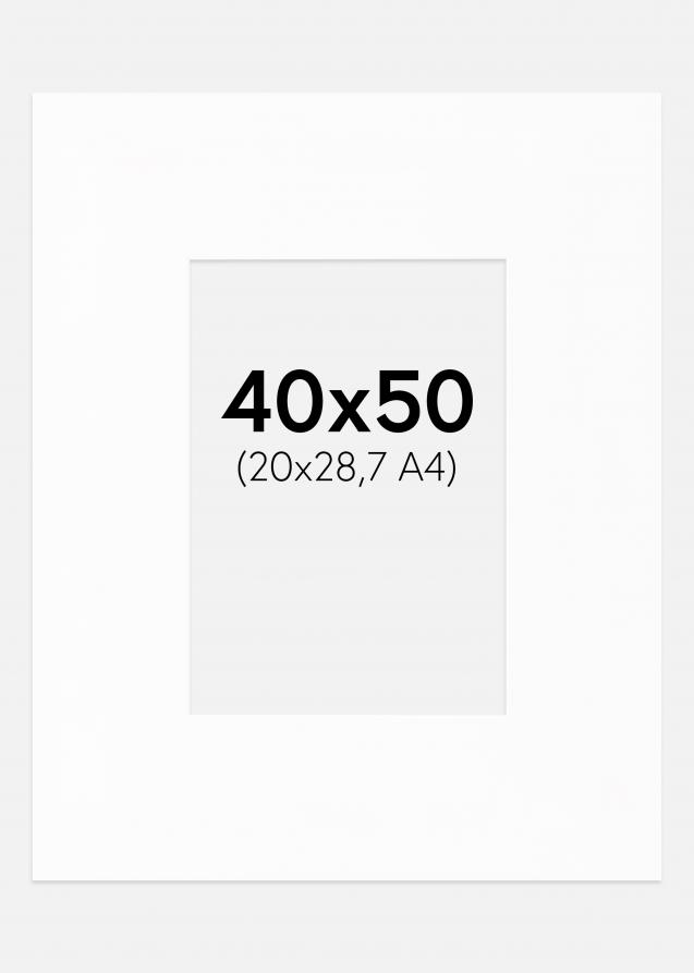 Artlink Passepartout XL Standard Weiß (weißer Kern) 40x50 cm (20x28,7 - A4)