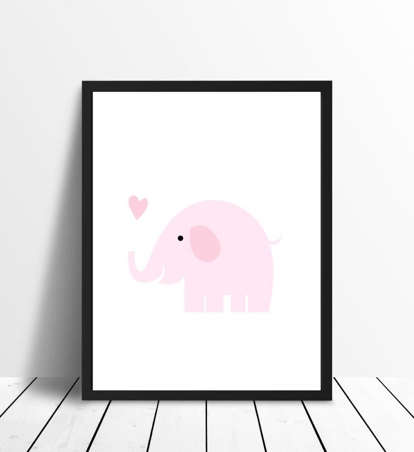 Bildverkstad Elefant Solo - Rosenrosa Poster