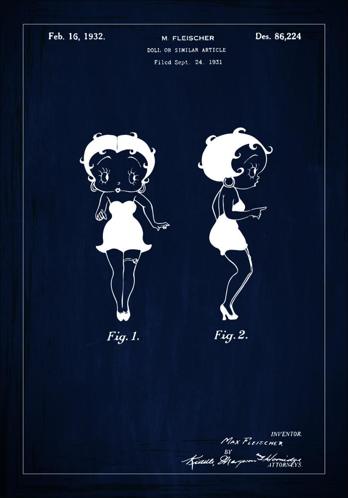 Bildverkstad Patentzeichnung - Betty Boop - Blau Poster