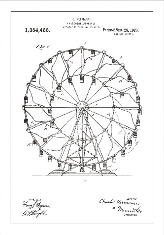 Bildverkstad Patentzeichnung - Riesenrad - Wei Poster