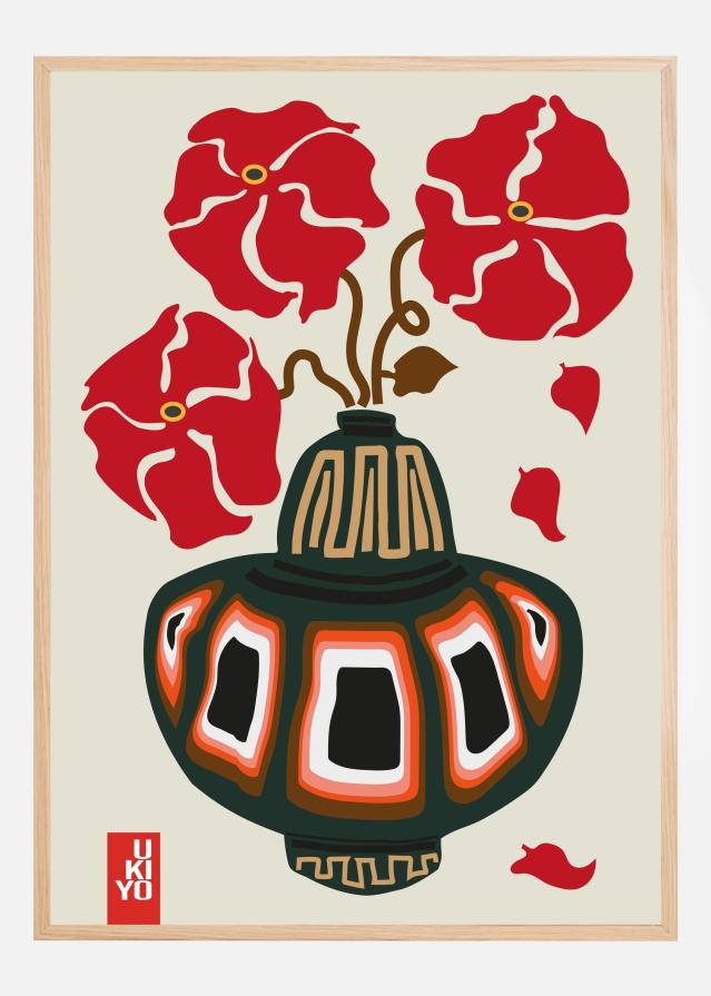 Bildverkstad Ukiyo Vase Flower Greige Poster