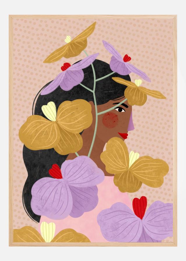 Bildverkstad Hidden behind yellow purple flowers Poster