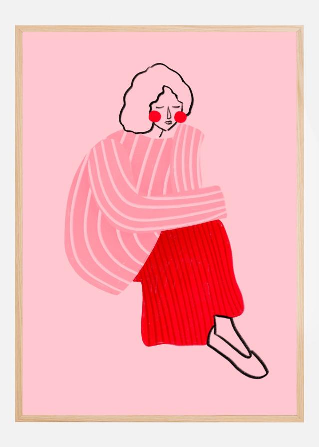 Bildverkstad Pink and Red Line Lady Poster