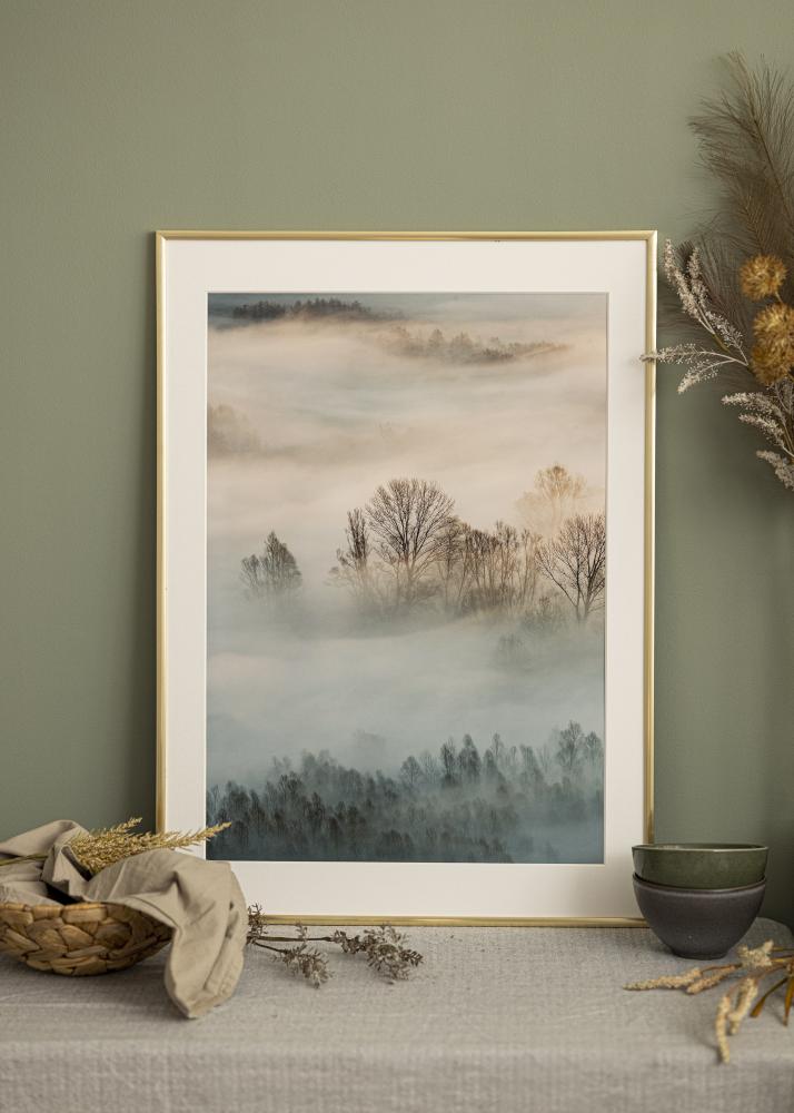 Ram med passepartou Rahmen New Lifestyle Gold 15x15 cm - Passepartout Weiß 9x9 cm