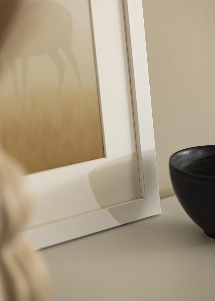 Ram med passepartou Rahmen Weiß Holz 65x90 cm - Passepartout Weiß 55x80 cm