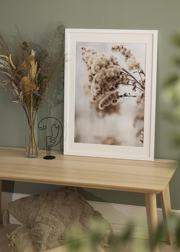 Ram med passepartou Rahmen Weiß Holz 65x90 cm - Passepartout Weiß 55x80 cm