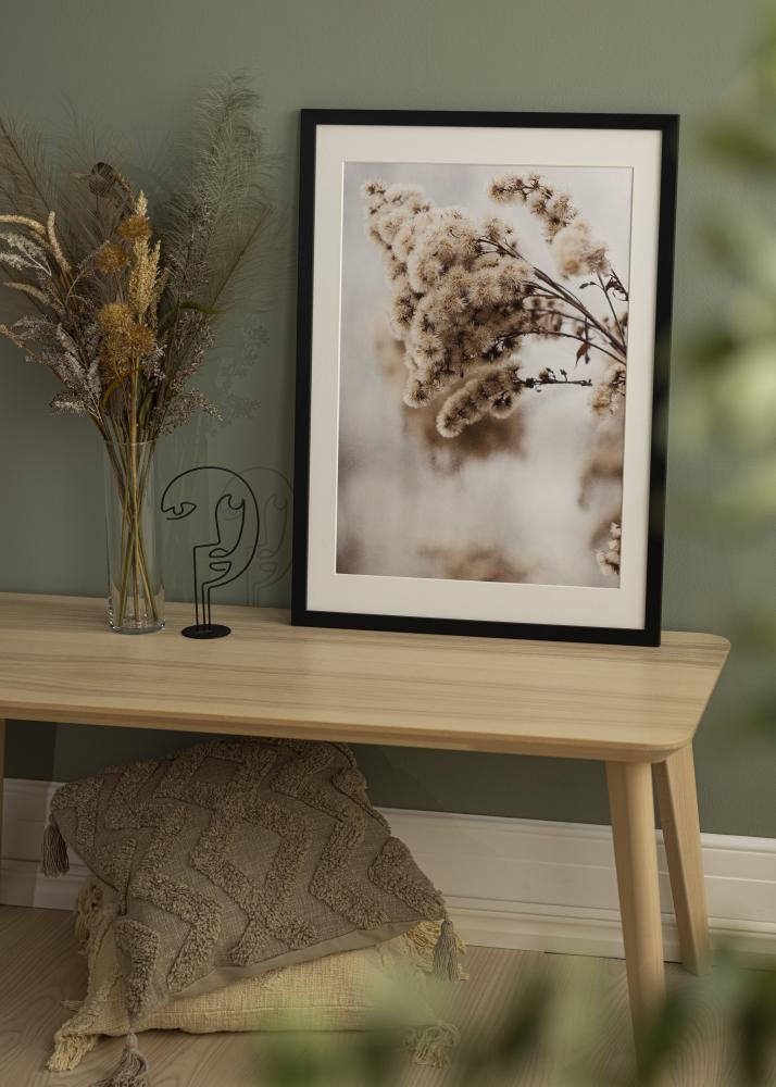 Ram med passepartou Rahmen Schwarz Holz 68x98 cm - Passepartout Weiß 56x76 cm