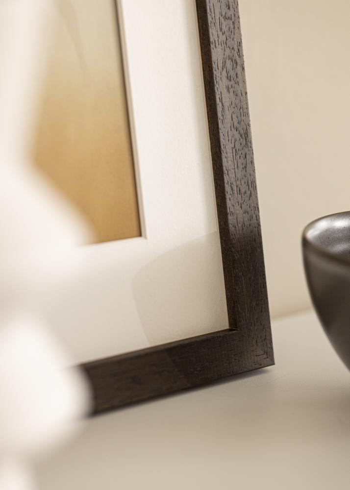 Ram med passepartou Rahmen braun Holz 68x98 cm - Passepartout Weiß 56x76 cm