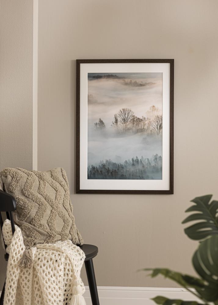 Ram med passepartou Rahmen braun Holz 68x98 cm - Passepartout Weiß 56x76 cm