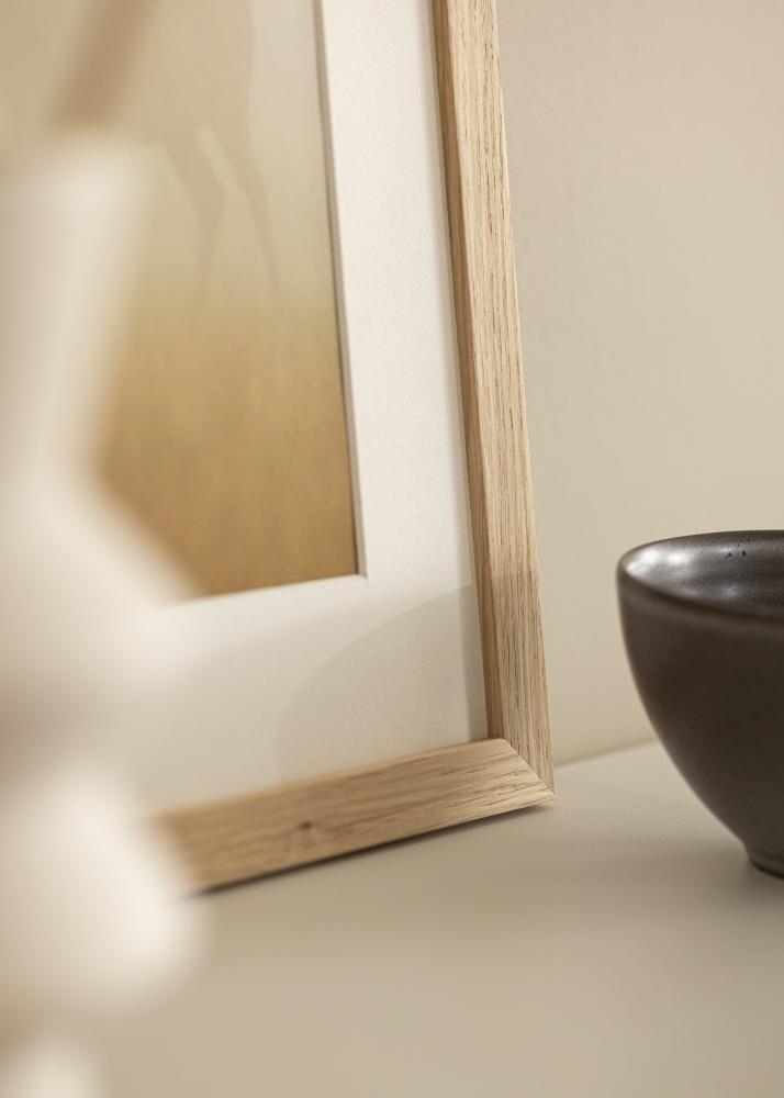 Ram med passepartou Rahmen Eiche Holz 68x98 cm - Passepartout Weiß 56x76 cm