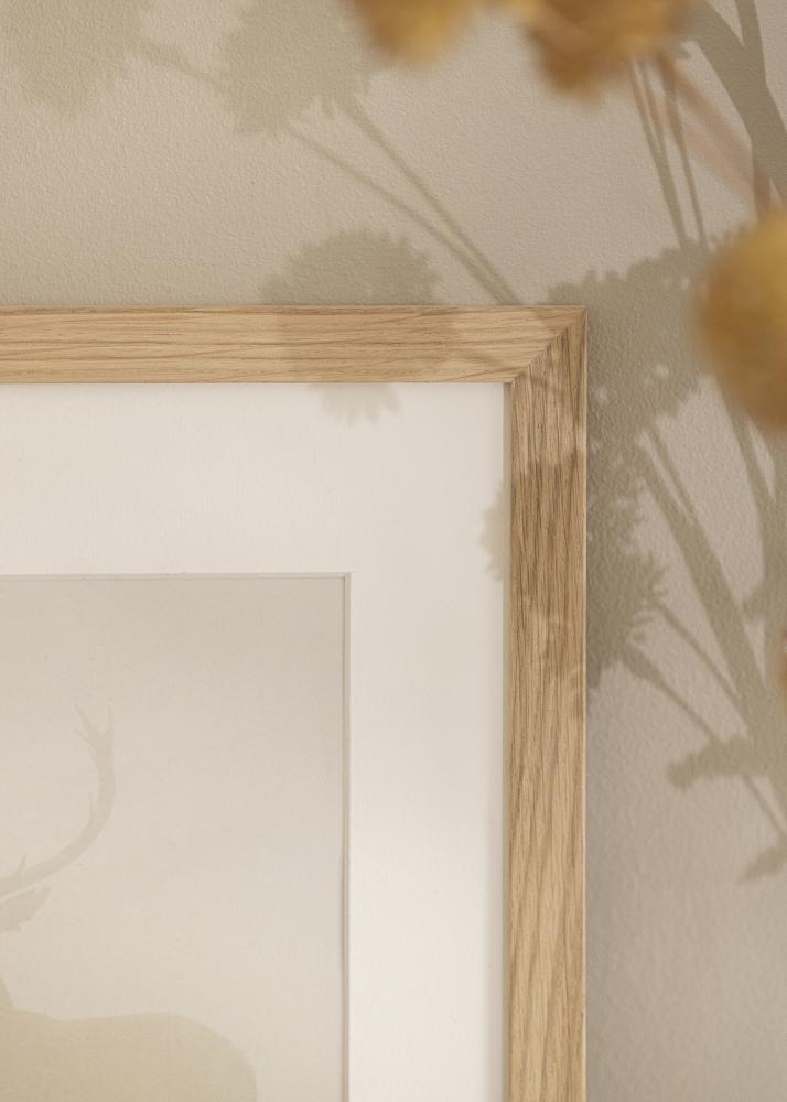 Ram med passepartou Rahmen Eiche Holz 68x98 cm - Passepartout Weiß 56x76 cm