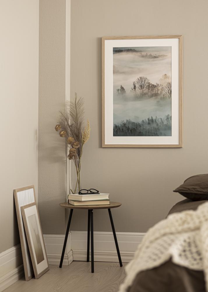 Ram med passepartou Rahmen Eiche Holz 68x98 cm - Passepartout Weiß 56x76 cm