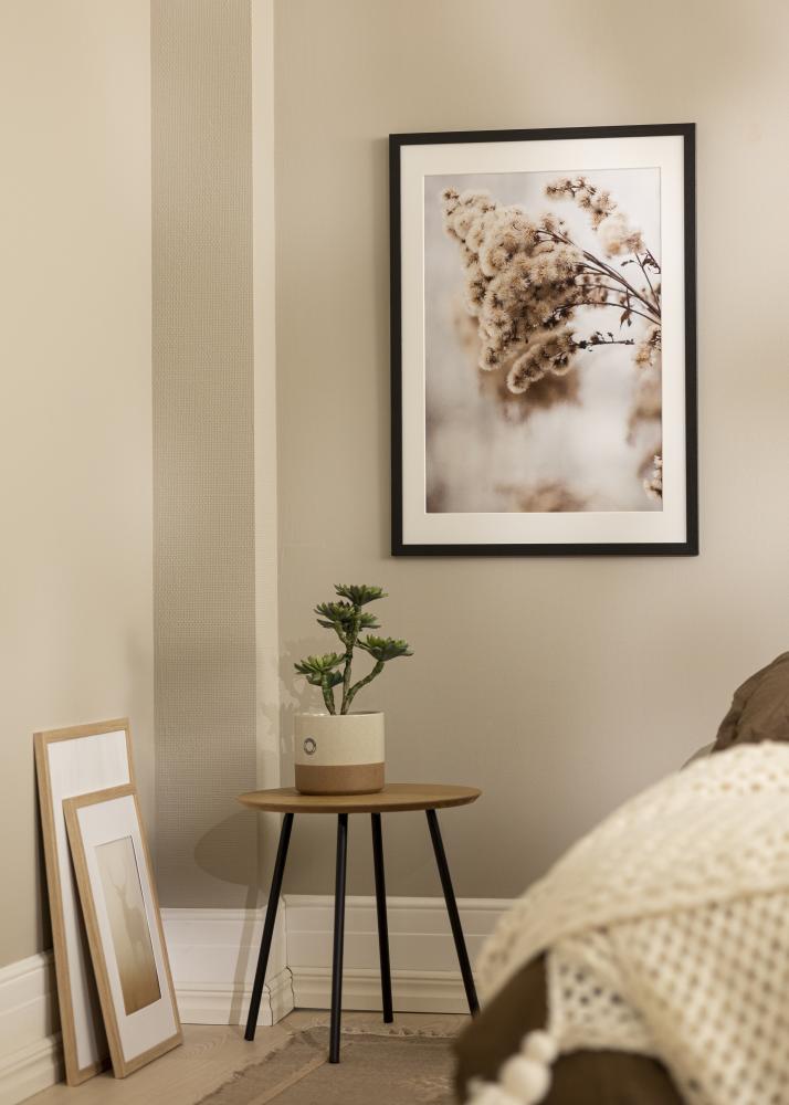 Ram med passepartou Rahmen Stilren Schwarz Eiche 70x100 cm - Passepartout Weiß 24x36 inches