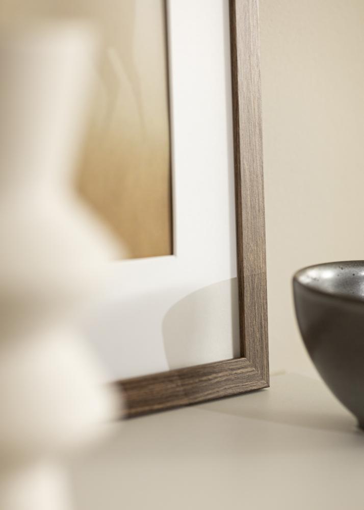 Ram med passepartou Rahmen Stilren kalt braun 40x50 cm - Passepartout Weiß 29,7x42 cm