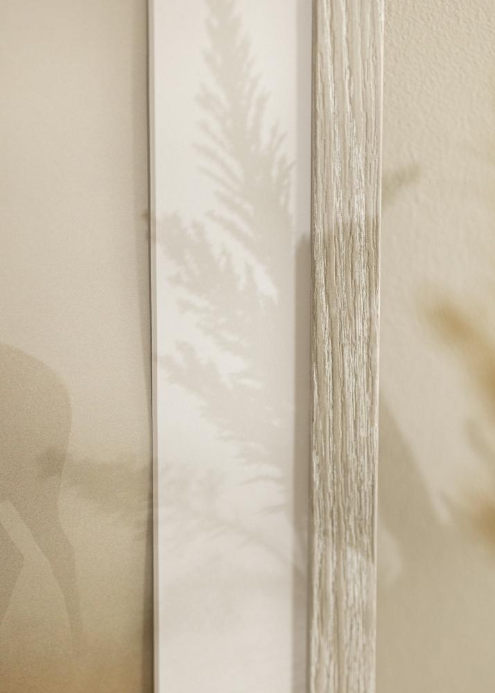 Ram med passepartou Rahmen Stilren Hellgrau Eiche 60x80 cm - Passepartout Weiß 20x28 inches