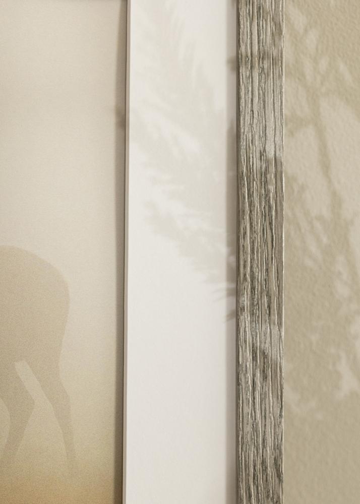 Ram med passepartou Rahmen Stilren grau Eiche 40x50 cm - Passepartout Weiß 27,5x37 cm