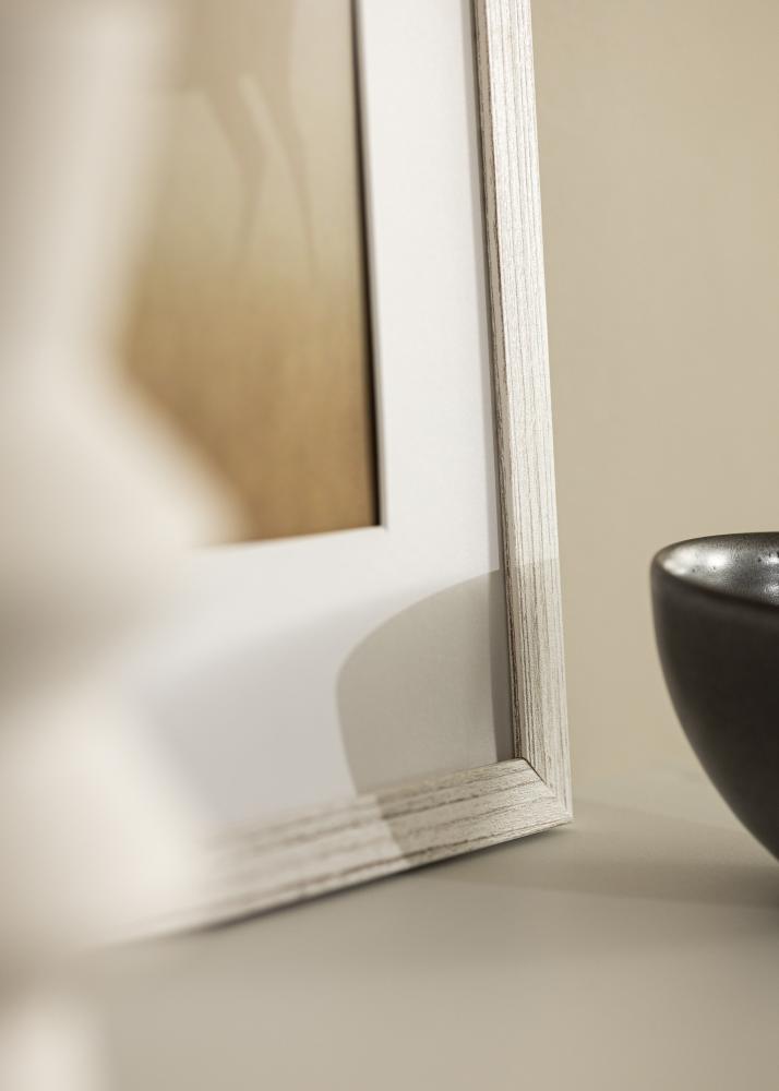 Ram med passepartou Rahmen Stilren Vintage Weiß 30x40 cm - Passepartout Weiß 21x29,7 cm