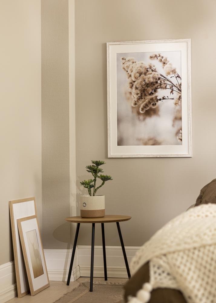 Ram med passepartou Rahmen Stilren Vintage Weiß 30x40 cm - Passepartout Weiß 21x29,7 cm