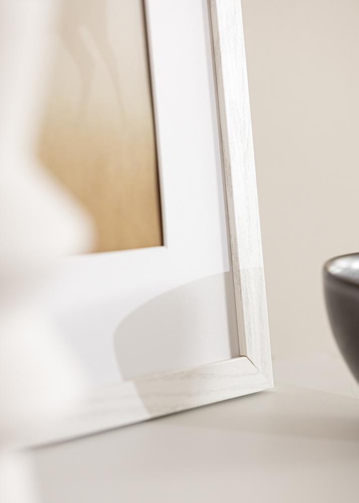 Ram med passepartou Rahmen Stilren Weiß Eiche 60x80 cm - Passepartout Weiß 50x60 cm