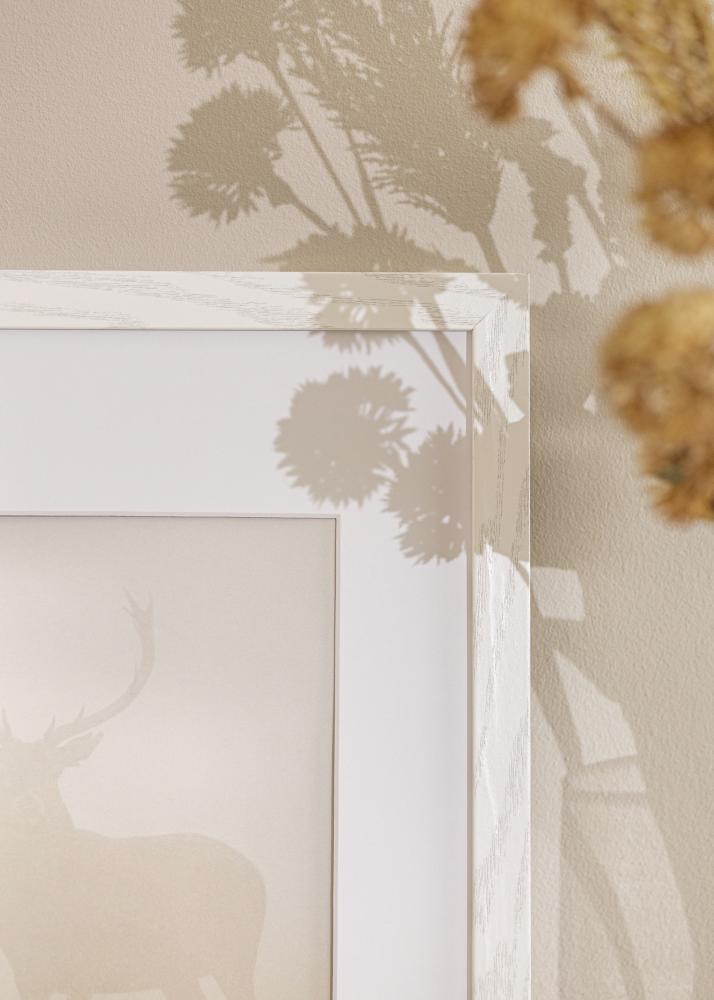 Ram med passepartou Rahmen Stilren Weiß Eiche 60x80 cm - Passepartout Weiß 50x60 cm