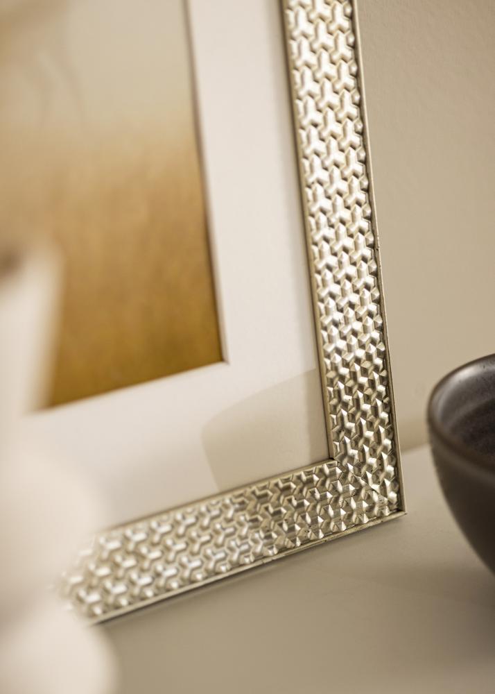 Ram med passepartou Rahmen Grace Silber 40x50 cm - Passepartout Weiß 31x41 cm