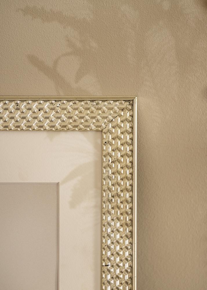 Ram med passepartou Rahmen Grace Silber 40x50 cm - Passepartout Weiß 31x41 cm