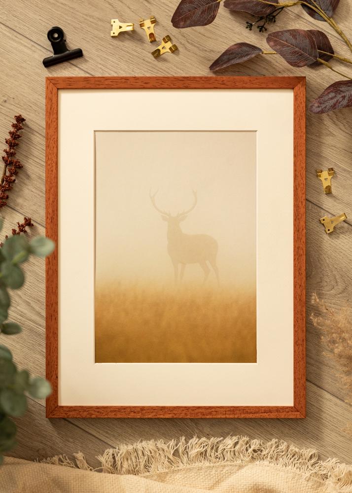 Ram med passepartou Rahmen Ares Kirsche 50x70 cm - Passepartout Weiß 16x23 inches