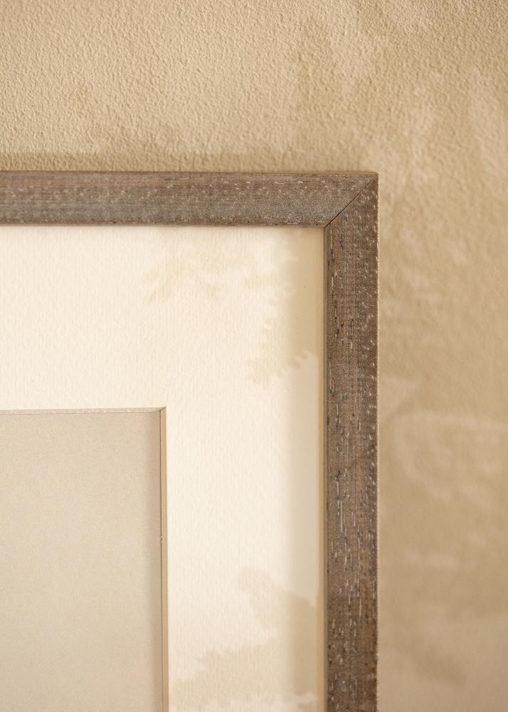 Ram med passepartou Rahmen Ares Grau 45x60 cm - Passepartout Weiß 12x18 inches