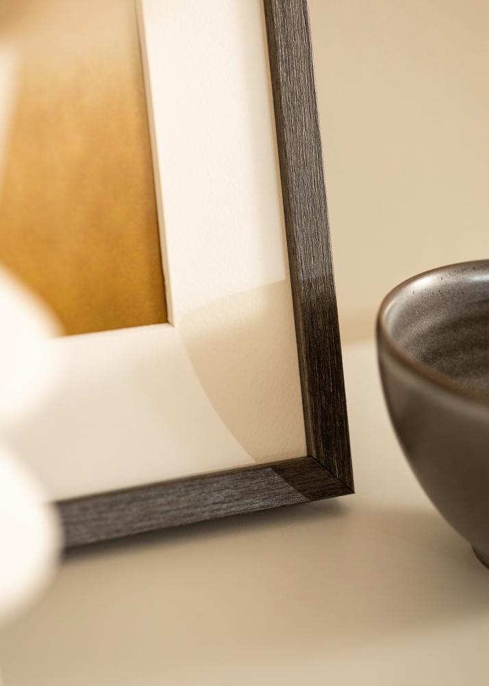 Ram med passepartou Rahmen Ares Grau Eiche 50x65 cm - Passepartout Weiß 15x22 inches