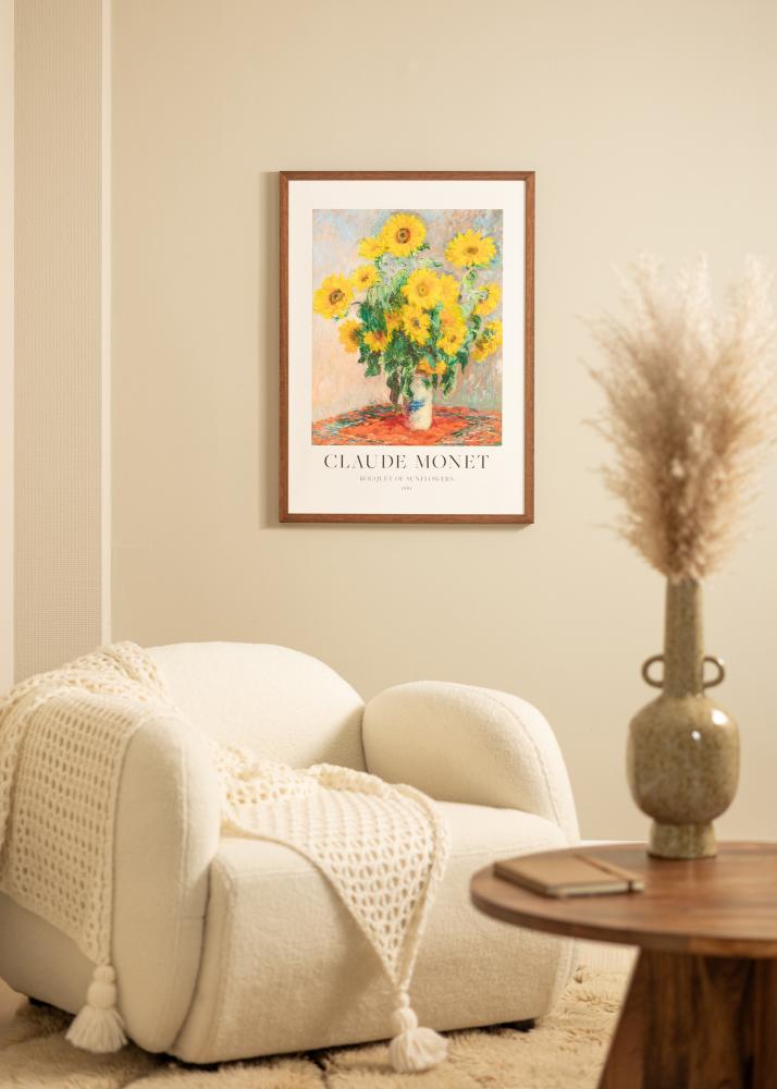 Ram med passepartou Rahmen Hermes Teak 40x50 cm - Passepartout Weiß 29,7x42 cm