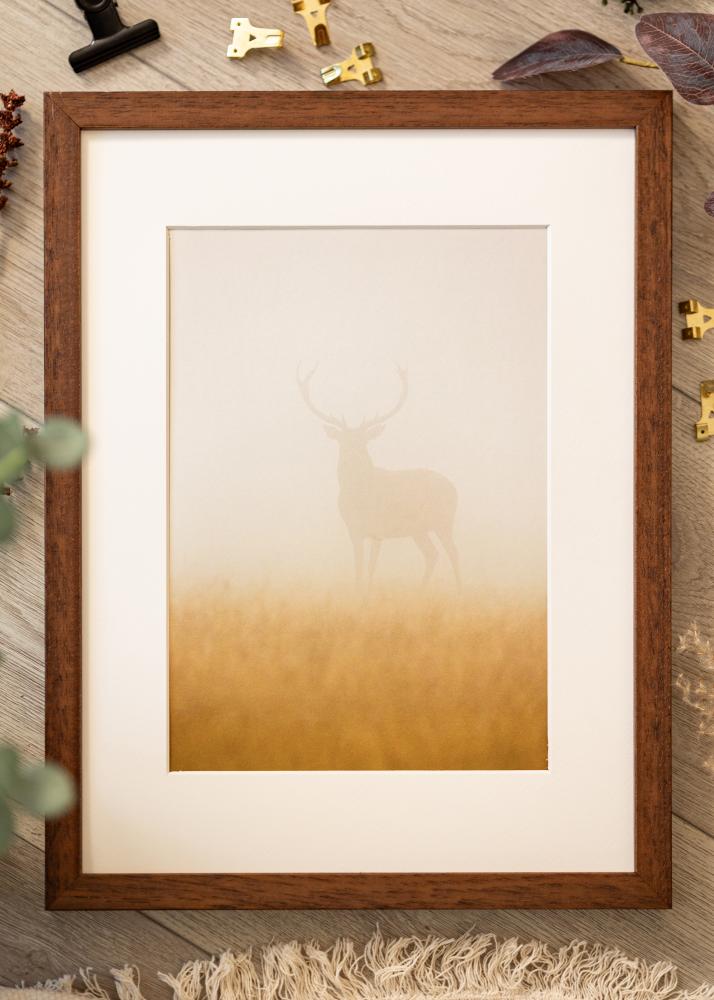 Ram med passepartou Rahmen Hermes Teak 40x50 cm - Passepartout Weiß 29,7x42 cm