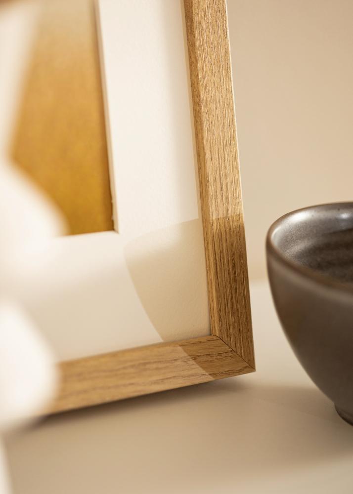 Ram med passepartou Rahmen Hermes Natürlich Eiche 70x90 cm - Passepartout Weiß 24x32 inches